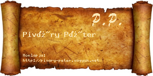 Piváry Péter névjegykártya